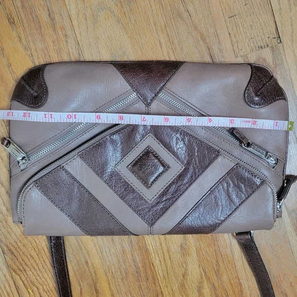 Vintage Joe's Jeans Leather Crossbody/Cluch Purse Handbag Brown Tan - Picture 11 of 12